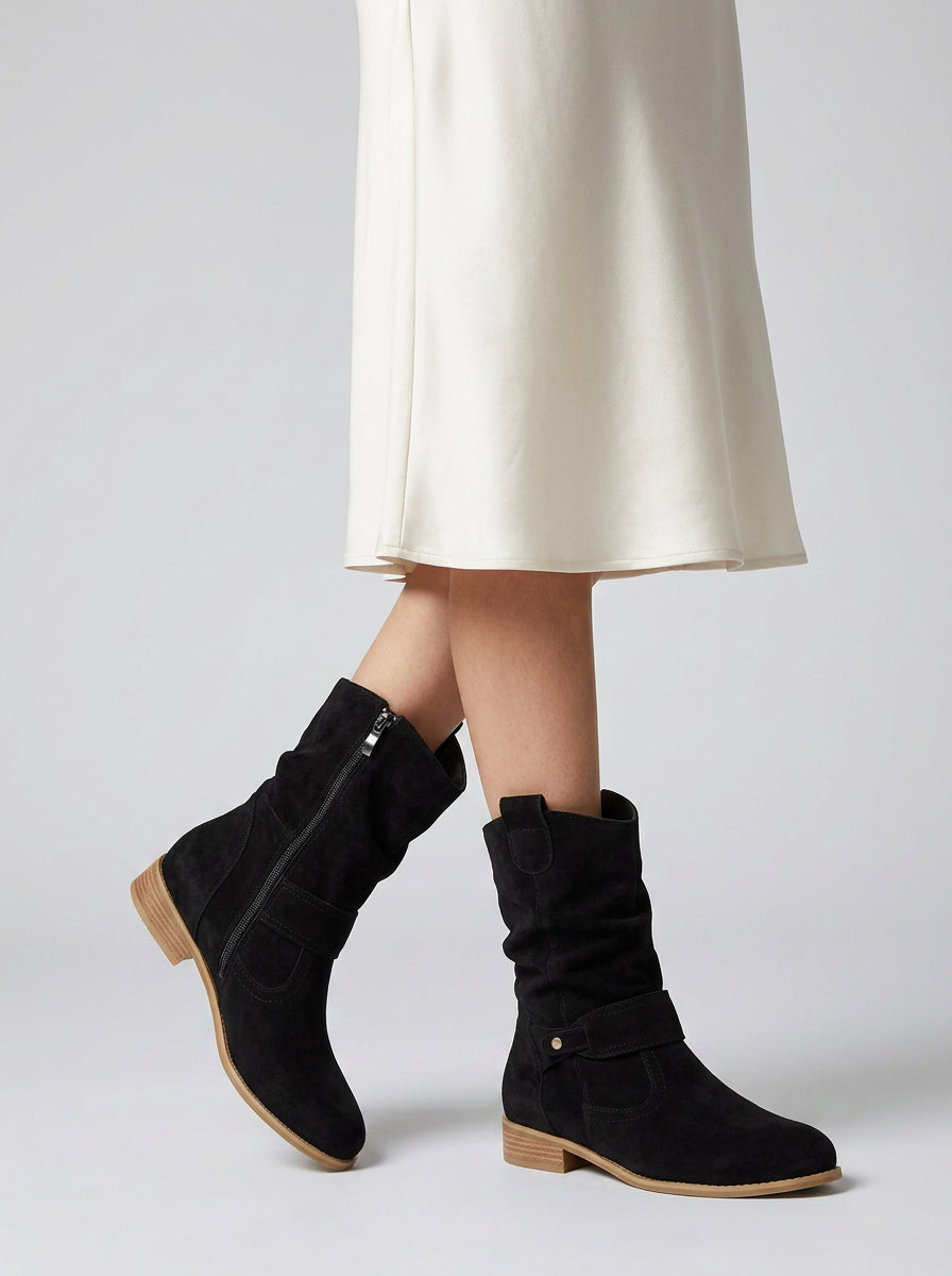 Bottines slouchy à sangle décorative pour femme