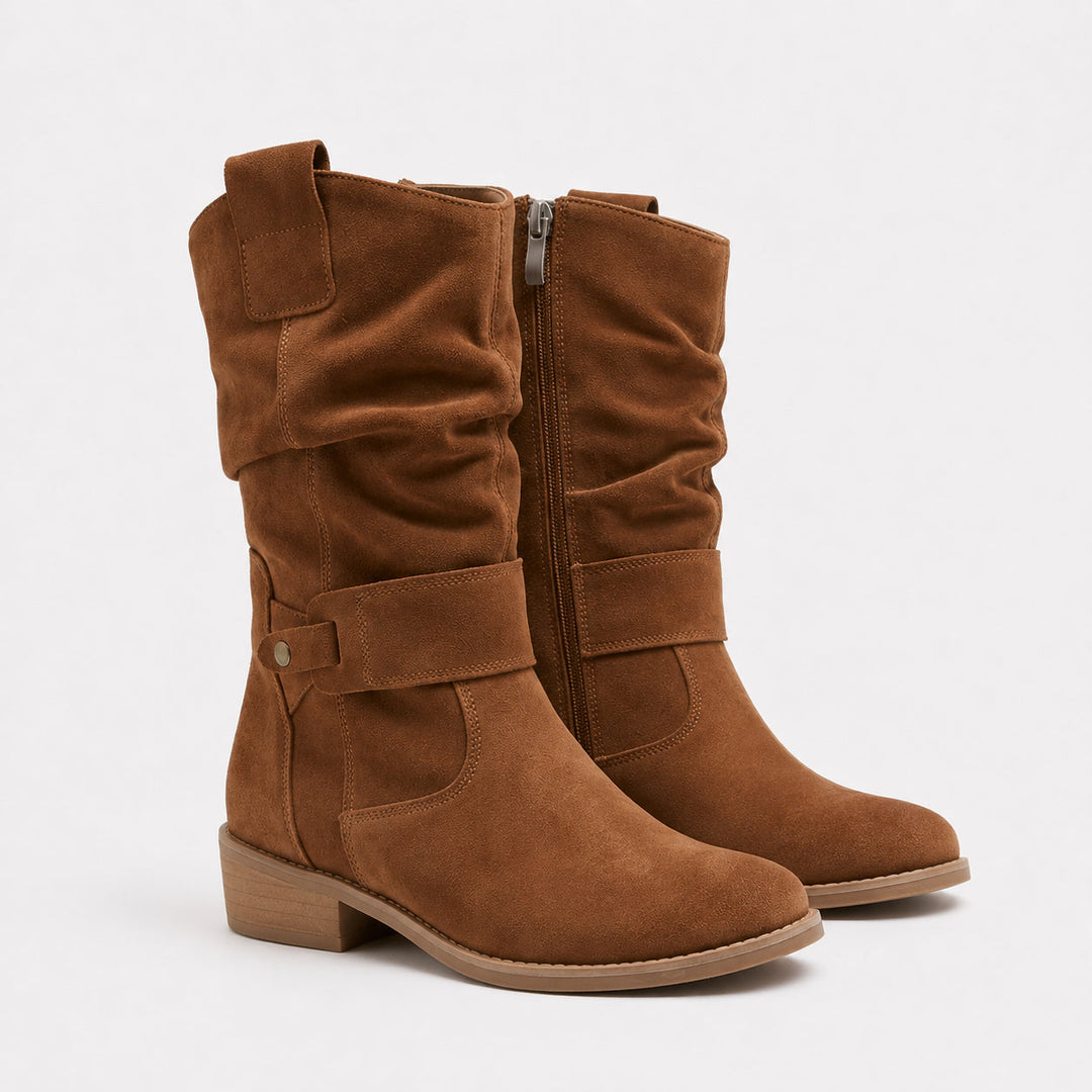 Bottines slouchy à sangle décorative pour femme