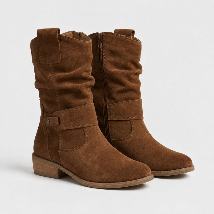 Bottines slouchy à sangle décorative pour femme