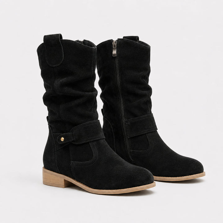 Bottines slouchy à sangle décorative pour femme