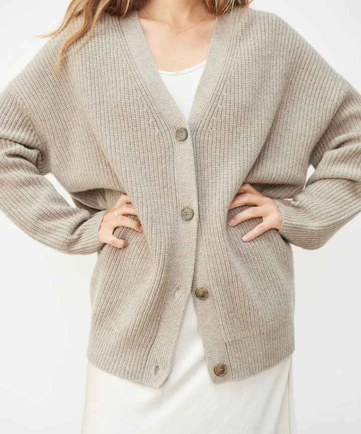 Cardigan Femme Col V Oversize Tricot Épais Casual Hiver