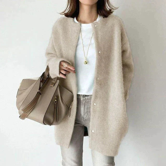 Cardigan Femme Oversize Tricoté Coupe Ample Style Casual Automne Hiver