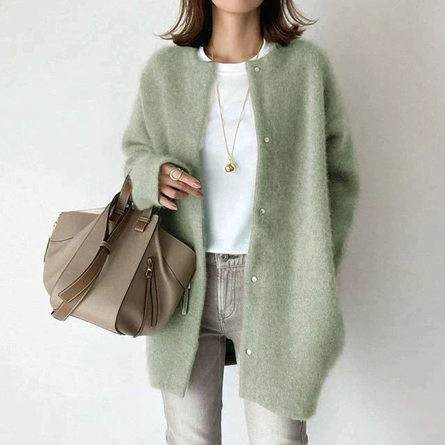 Cardigan Femme Oversize Tricoté Coupe Ample Style Casual Automne Hiver