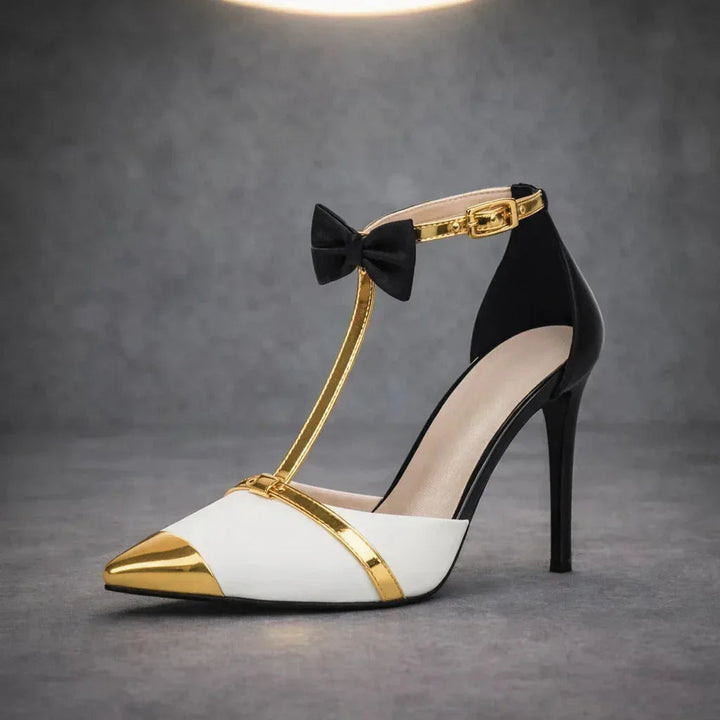 Escarpins nœud bout pointu bride T pour femme