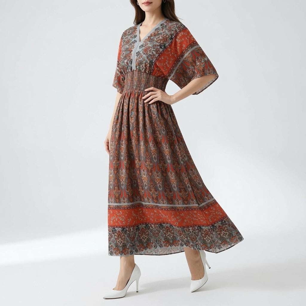 Orientale™ — Robe maxi imprimé ethnique bohème élégante