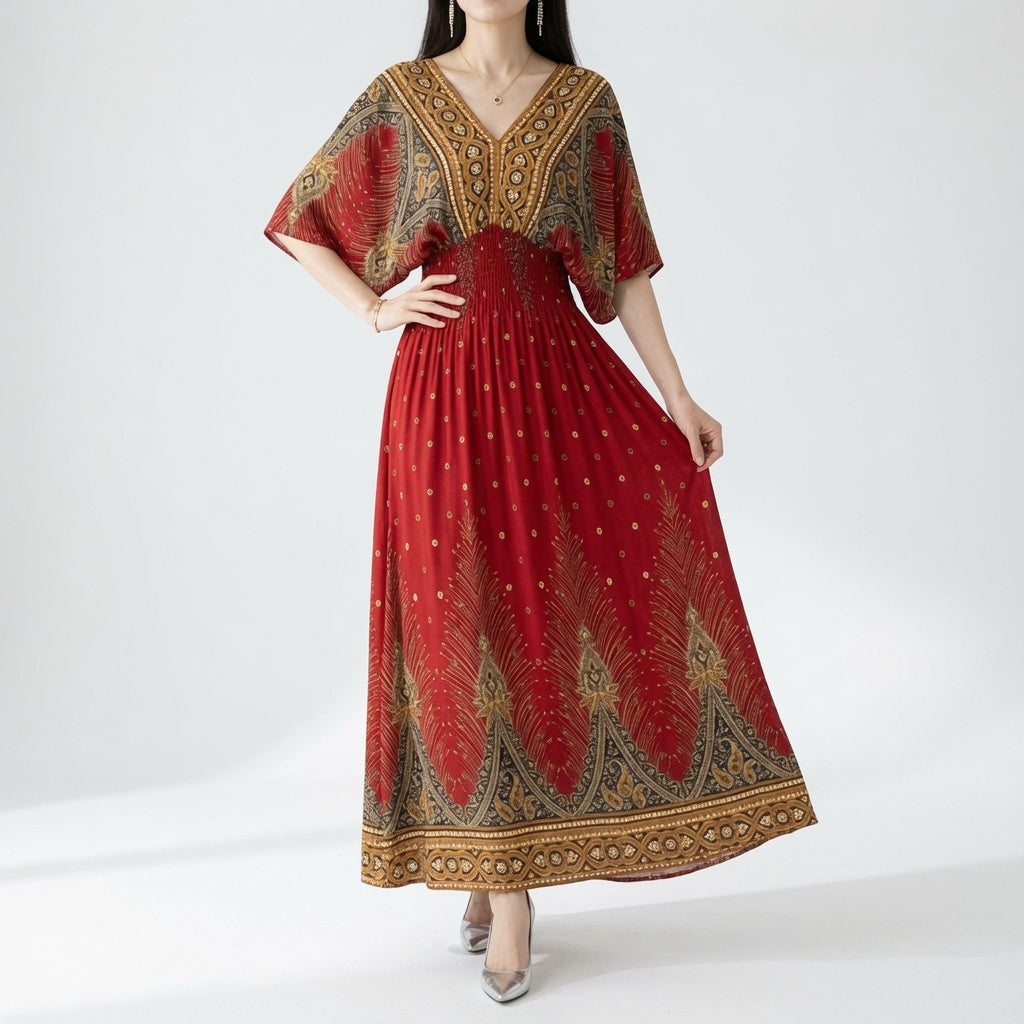 Orientale™ — Robe maxi imprimé ethnique bohème élégante