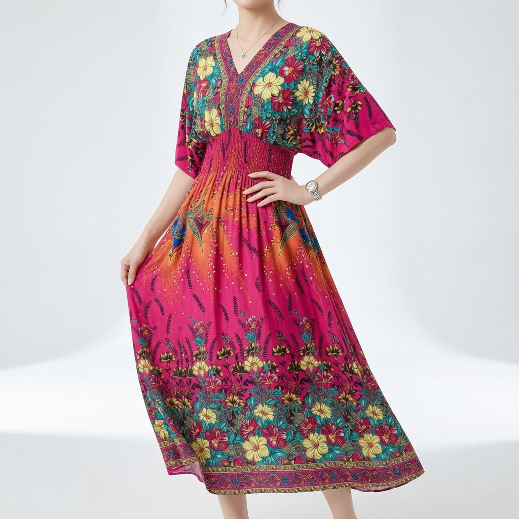 Orientale™ — Robe maxi imprimé ethnique bohème élégante
