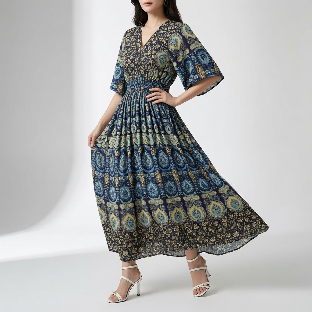 Orientale™ — Robe maxi imprimé ethnique bohème élégante
