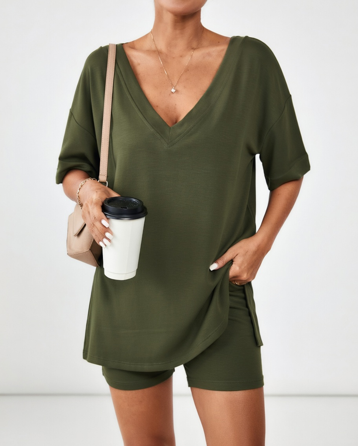 Louisette™ — Ensemble t-shirt oversize short confort décontracté