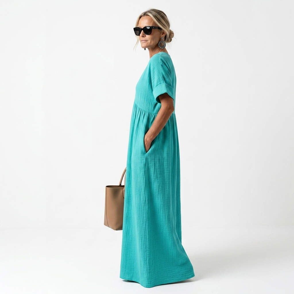 Azurine™ — Robe maxi méditerranéenne fluide vibrante