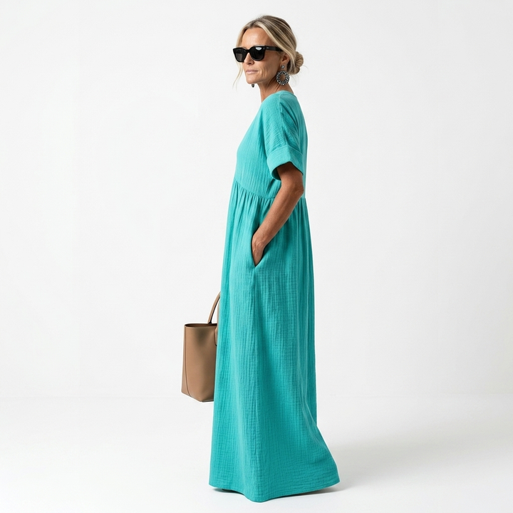 Azurine™ — Robe maxi méditerranéenne fluide vibrante