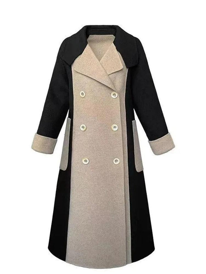 Manteau long Calista – Contraste camel et noir