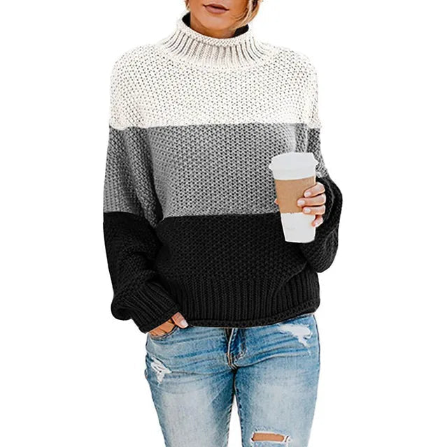 Pull Maelle – Col montant et bandes tricolores