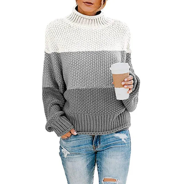Pull Maelle – Col montant et bandes tricolores