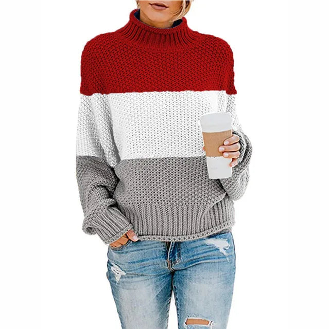 Pull Maelle – Col montant et bandes tricolores