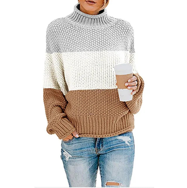 Pull Maelle – Col montant et bandes tricolores