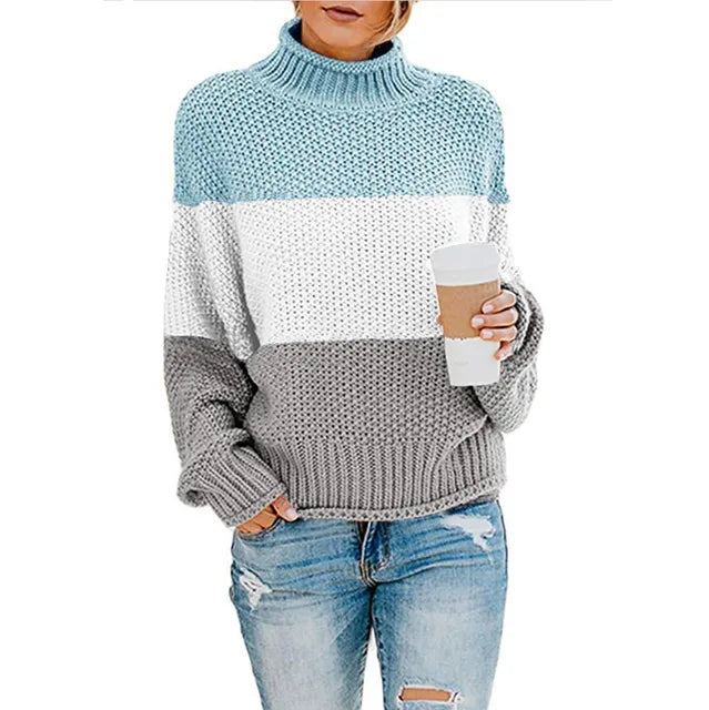 Pull Maelle – Col montant et bandes tricolores