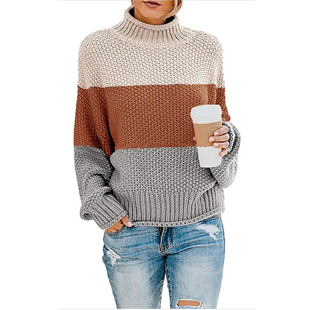 Pull Maelle – Col montant et bandes tricolores