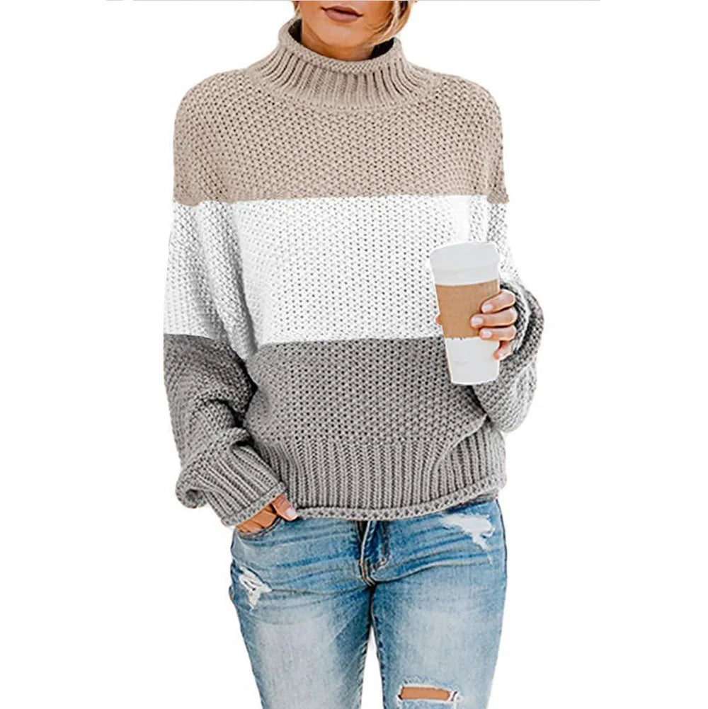 Pull Maelle – Col montant et bandes tricolores