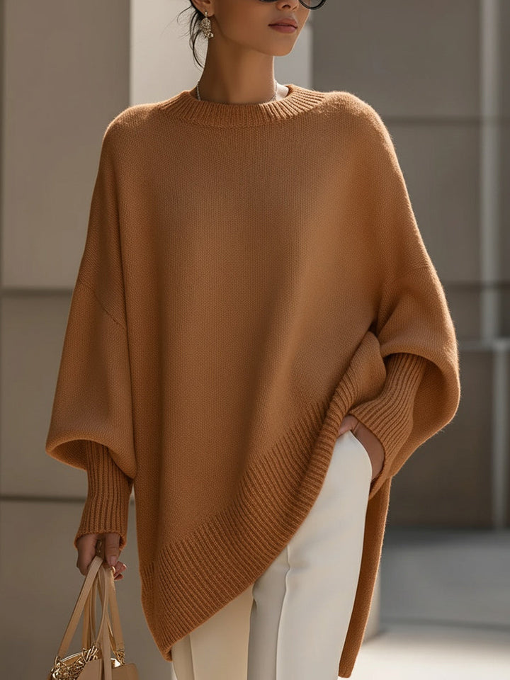 Cardigan Femme Oversize Col Rond Manche Chauve-Souris Tricot Casual Hiver