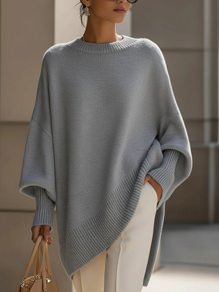 Cardigan Femme Oversize Col Rond Manche Chauve-Souris Tricot Casual Hiver