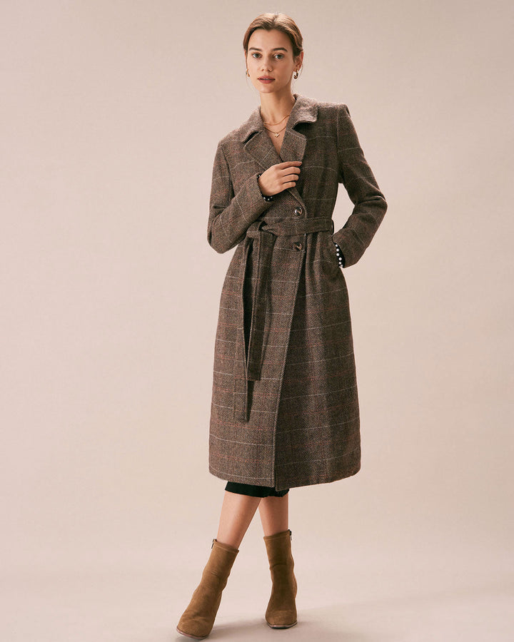 Le Manteau Double Boutonnage à Revers avec Ceinture