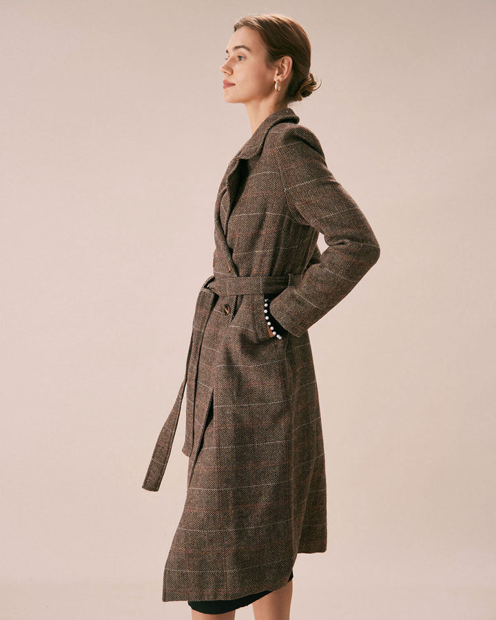 Le Manteau Double Boutonnage à Revers avec Ceinture