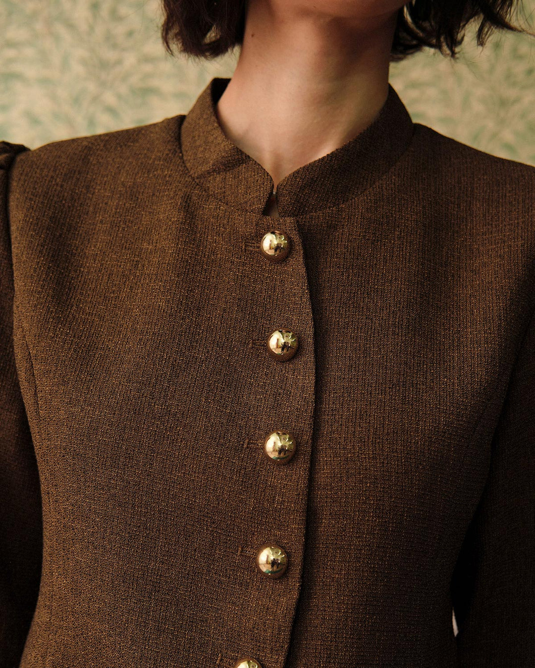 La Veste en Tweed Retro à Boutonnage Simple