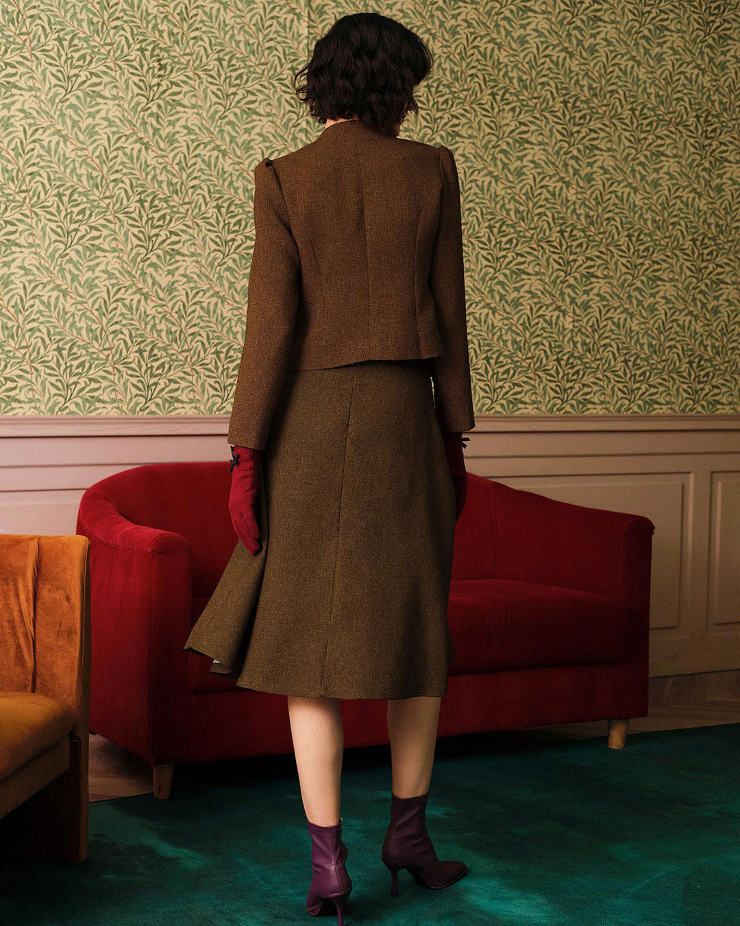 La Veste en Tweed Retro à Boutonnage Simple