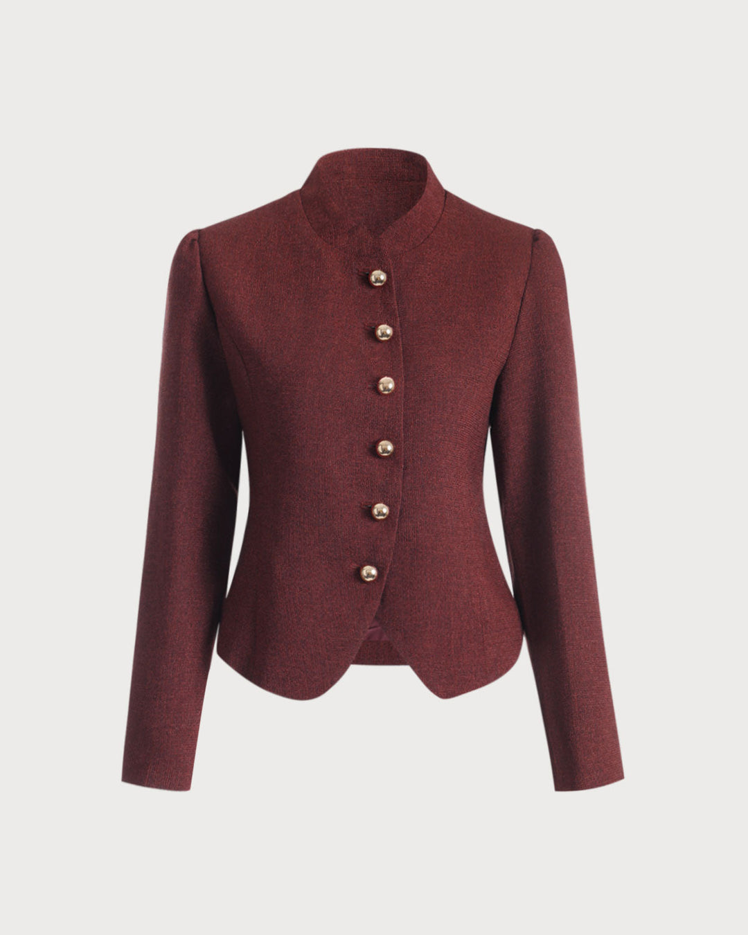 Veste en Tweed Retro Bourgogne à Boutonnage Simple