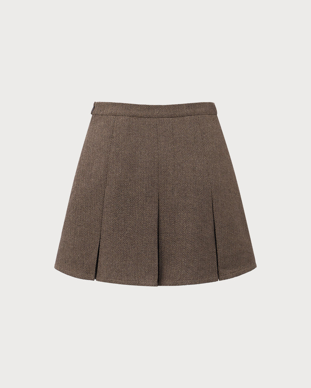 Jupe Mini Plissée Rayée Marron