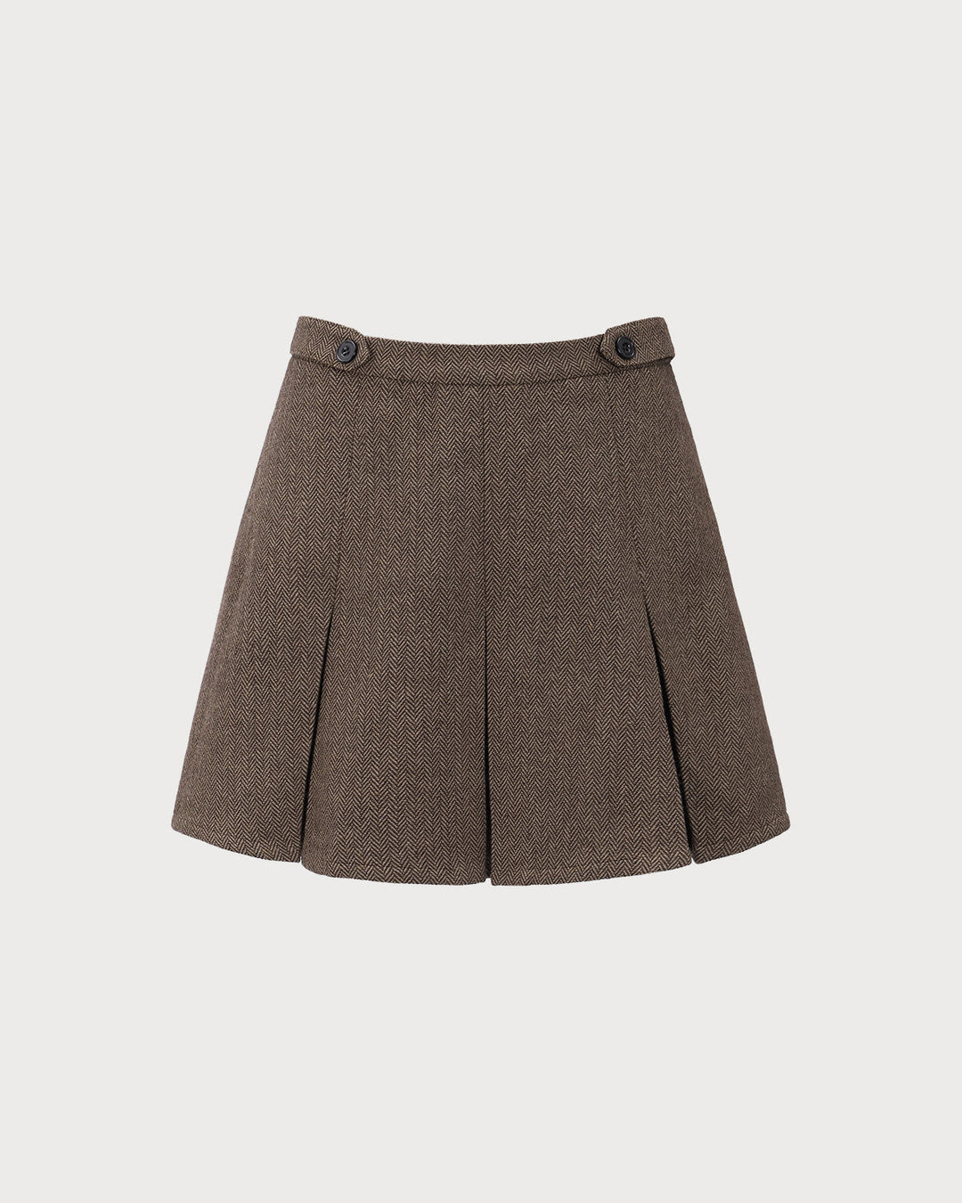 Jupe Mini Plissée Rayée Marron