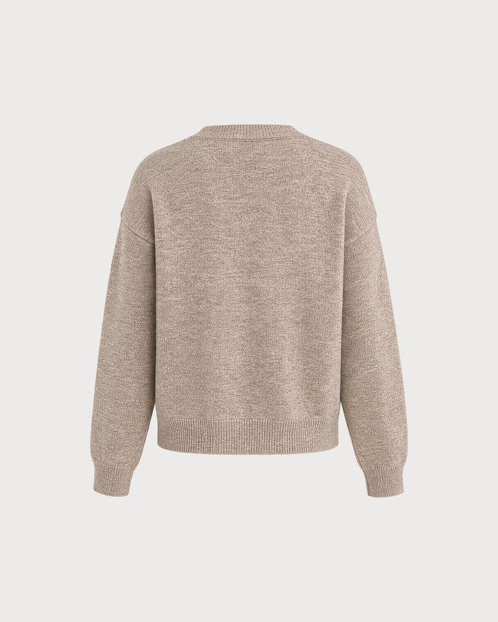 Pull en tricot à col rond kaki