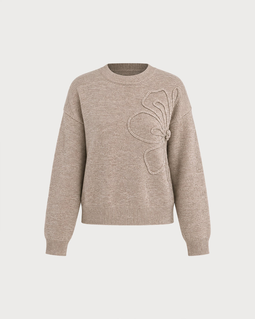 Pull en tricot à col rond kaki