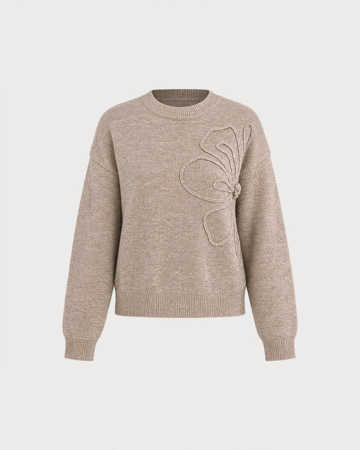 Pull en tricot à col rond kaki