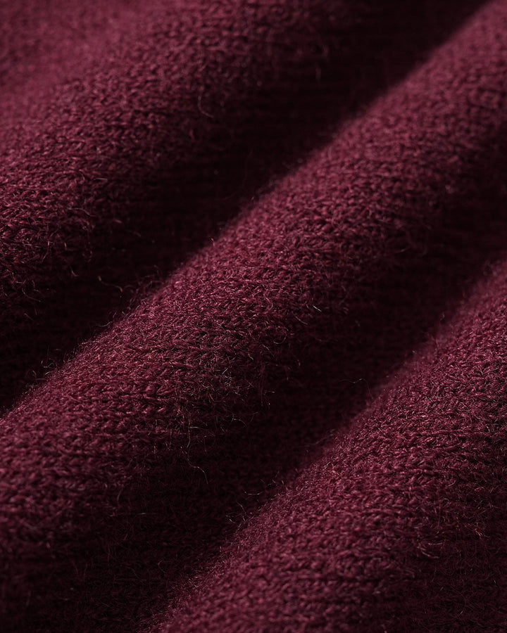 Cardigan Tricot Casual Col Rond Rouge Vin