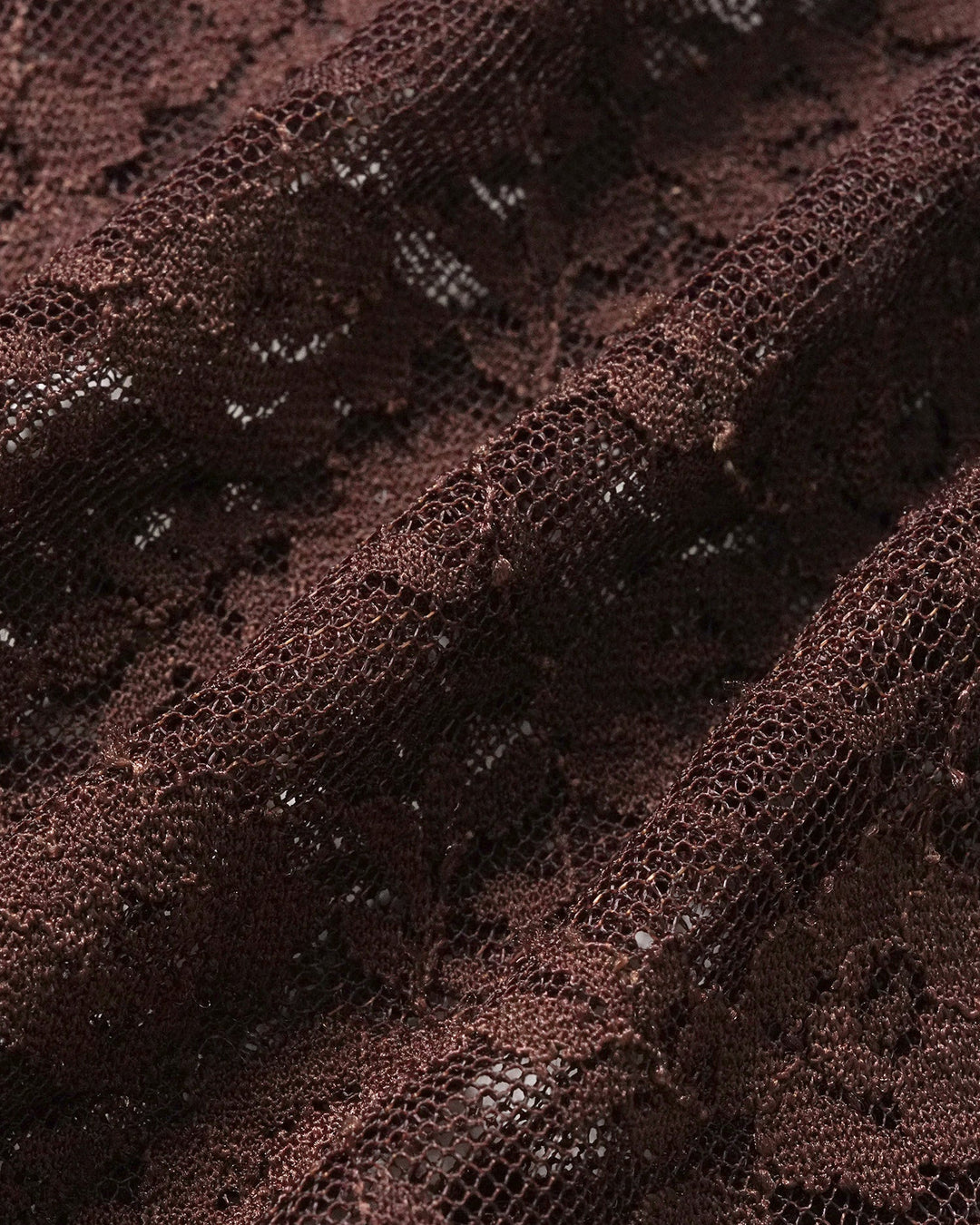 Blouse à Boutons Florale en Dentelle Marron