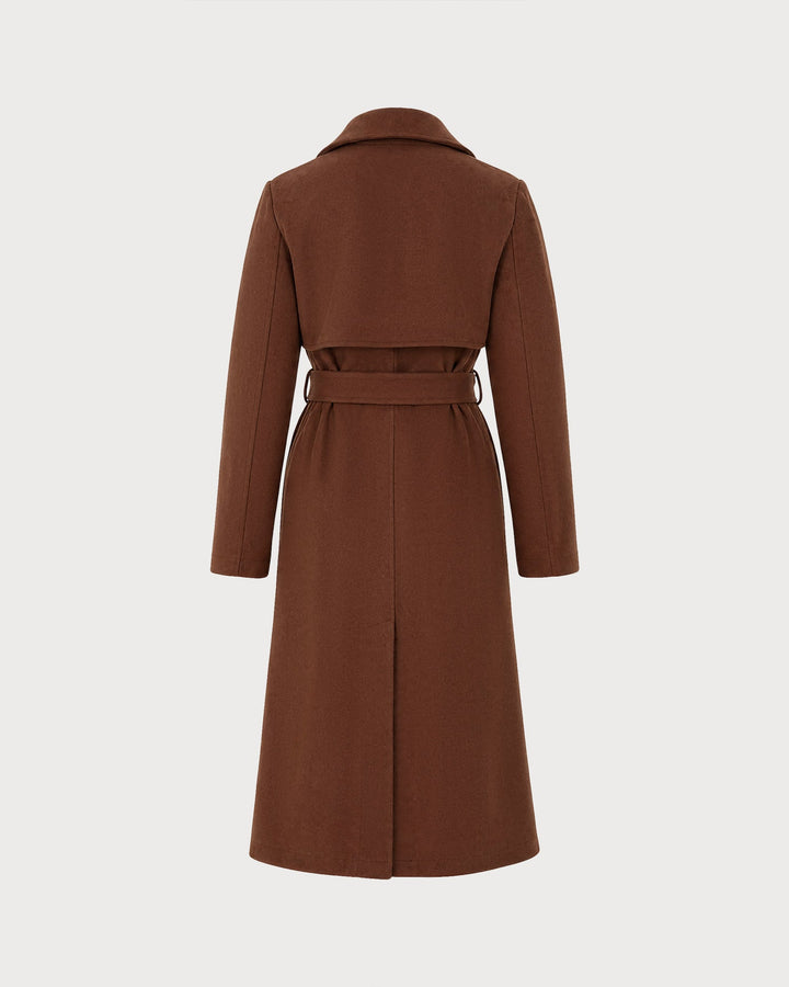 Manteau à Boutons avec Poches Marron