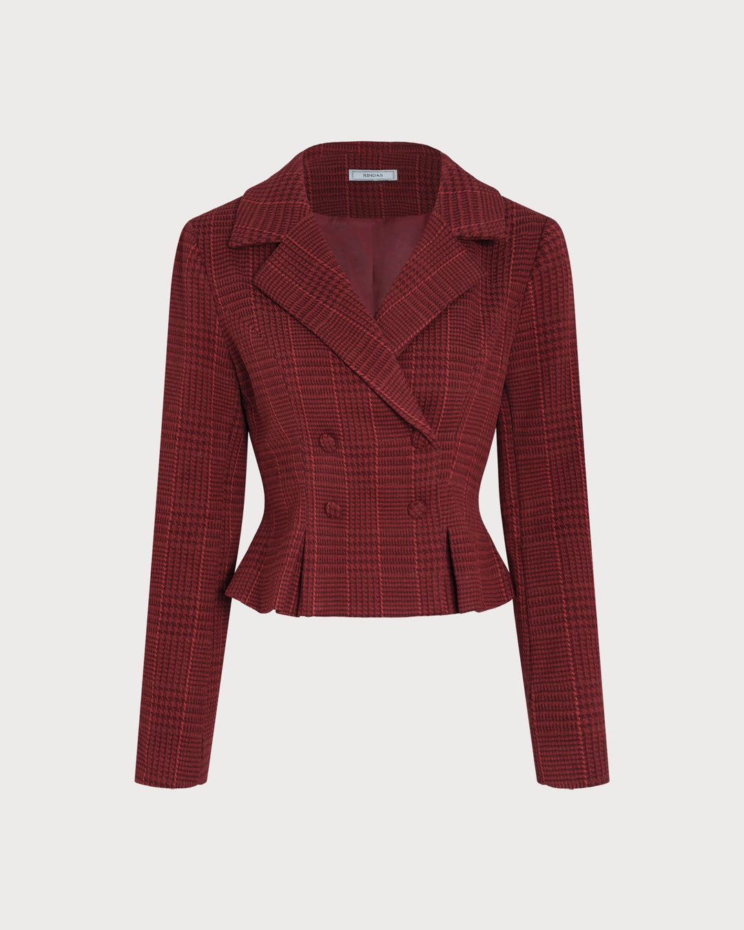 Veste à Double Boutonnage à Carreaux Rouges