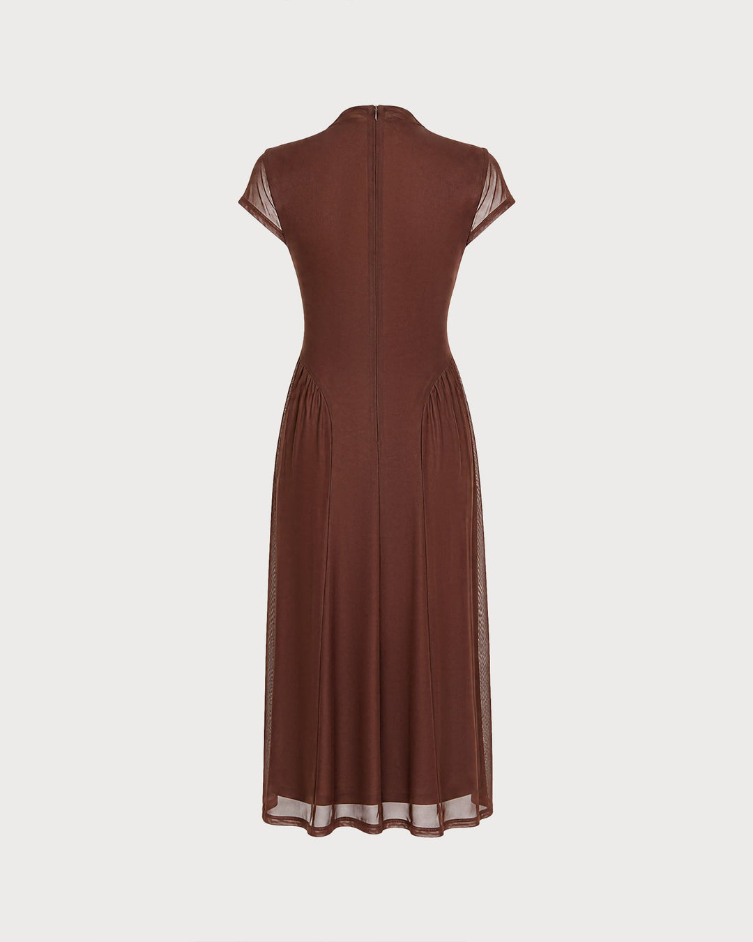 Robe Midi en Maille à Col Montant Café