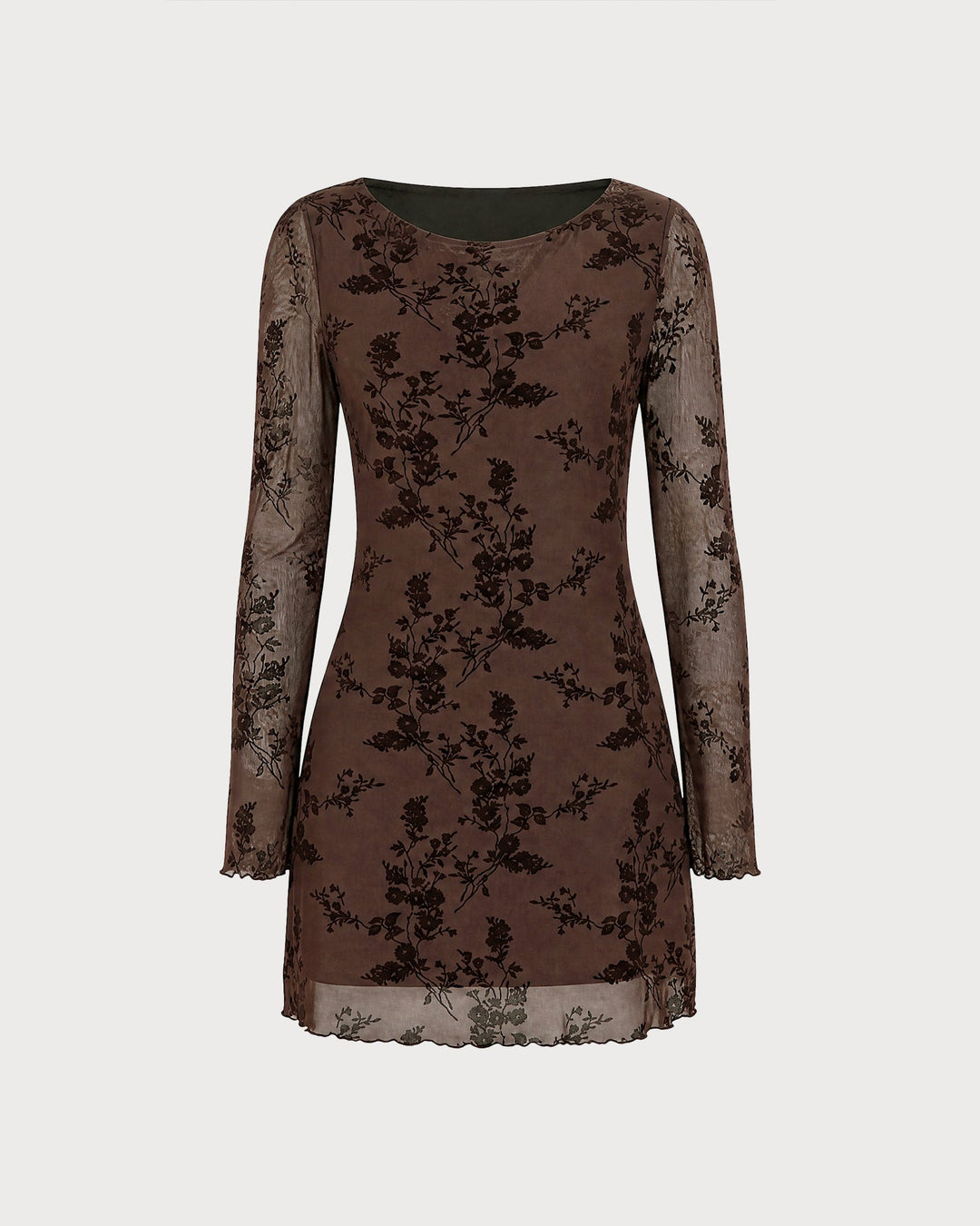 Robe Mini en Maille Florale à Col Bateau