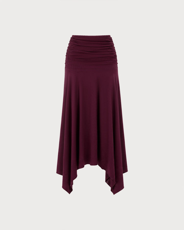 Jupe Maxi Élastique Taille Haute Rouge Vin