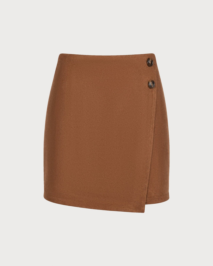 Jupe A-Line unie kaki avec boutons