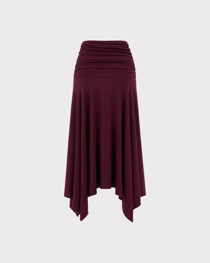 Jupe Maxi Élastique Taille Haute Rouge Vin