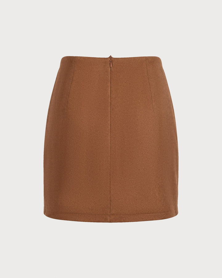 Jupe A-Line unie kaki avec boutons