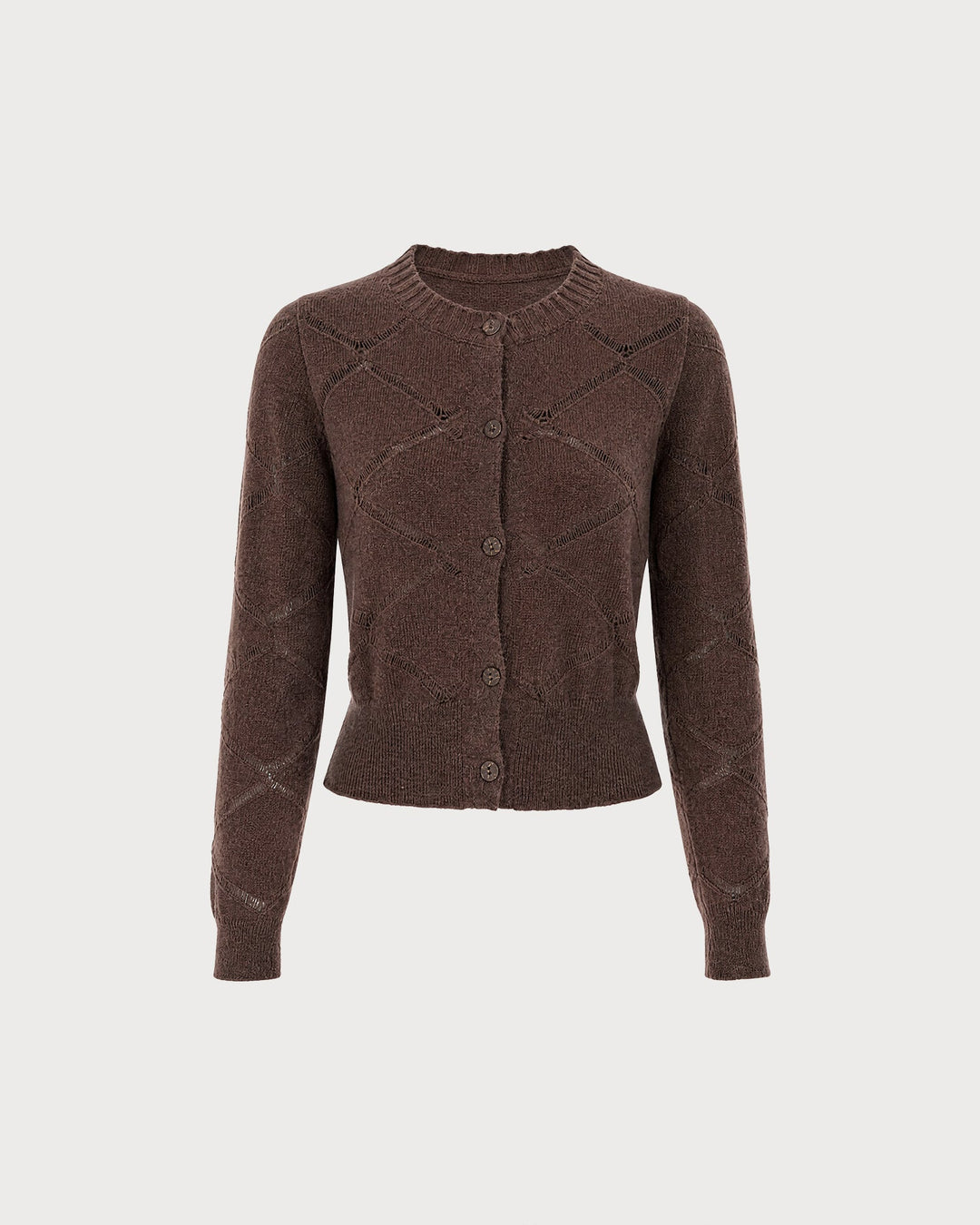 Cardigan Tricot à Boutonnage Simple Café