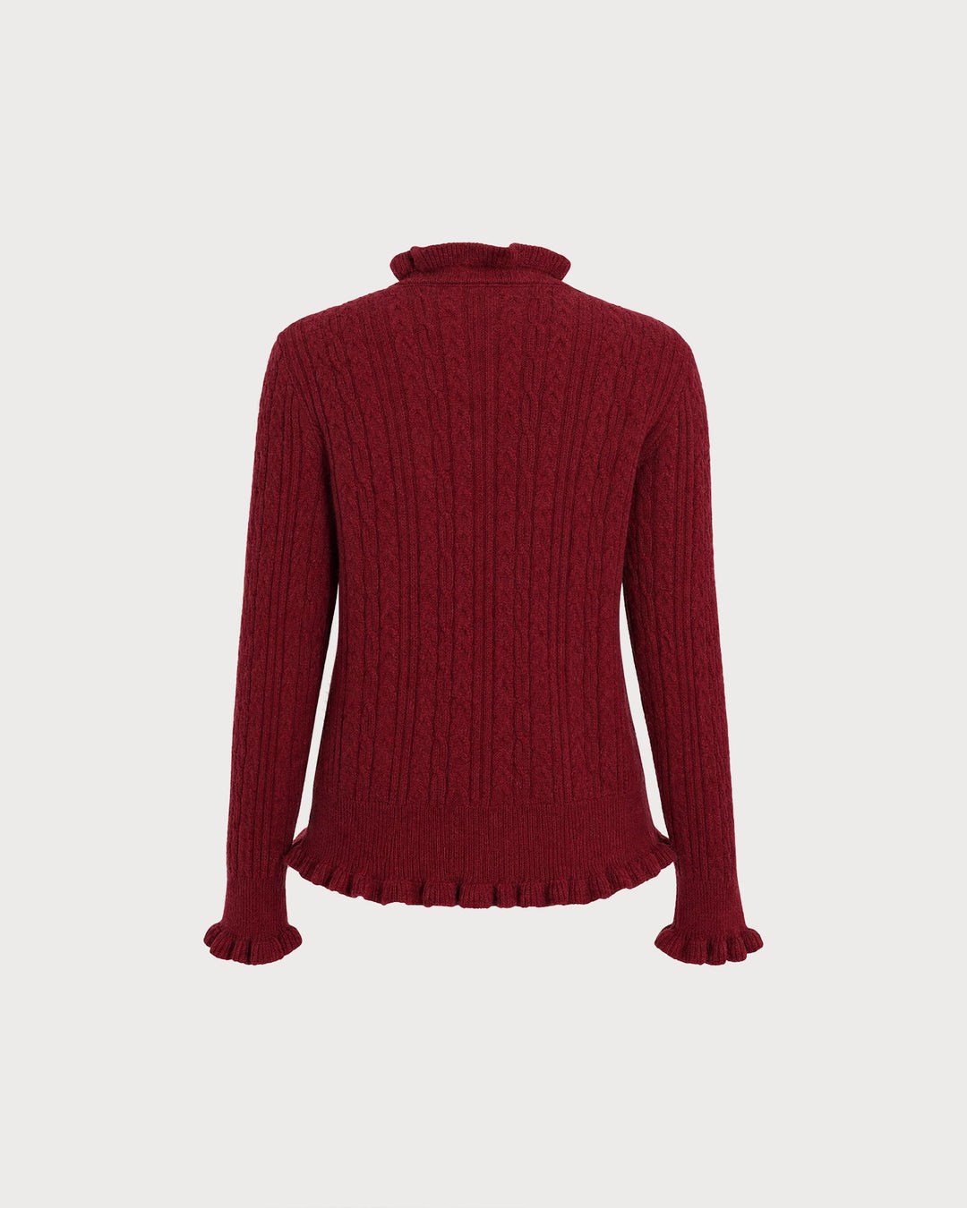 Cardigan Tricot Boutonné Volant Rouge Vin