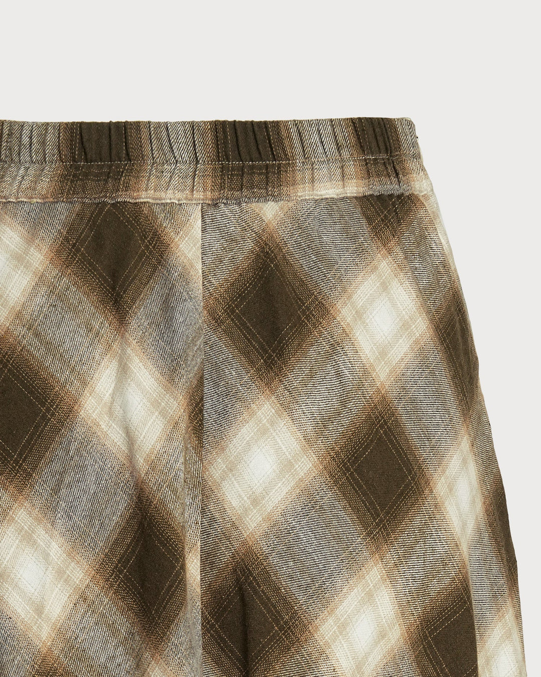 Jupe Midi à Carreaux avec Taille Élastique Marron