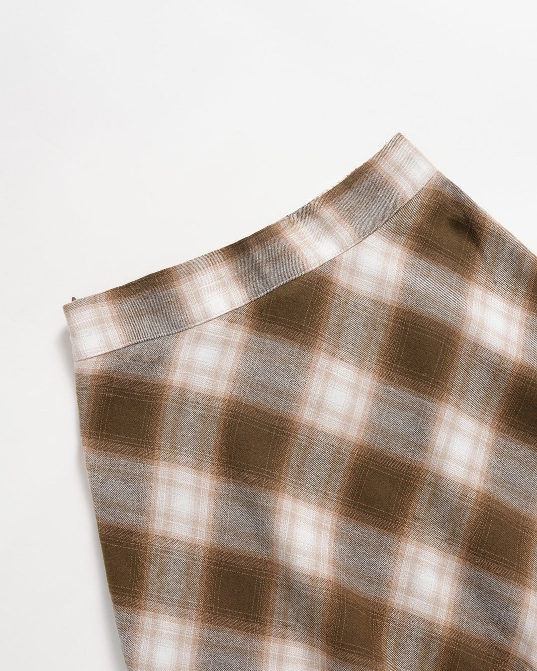 Jupe Midi à Carreaux avec Taille Élastique Marron