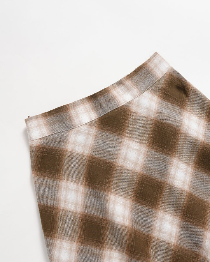 Jupe Midi à Carreaux avec Taille Élastique Marron